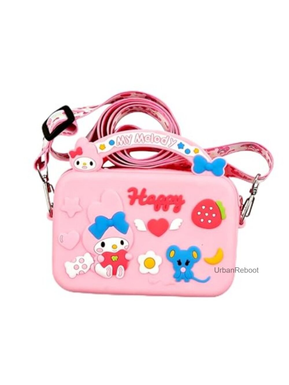 Silicone Cartoon Crossbody Bag Adjustable Strap Zipper Keychain